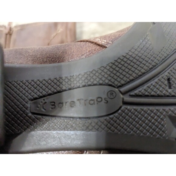 BareTraps Boots Womens 8 M Tall Side Zip Brown Faux Leather Boot Small Heel - Picture 11 of 11